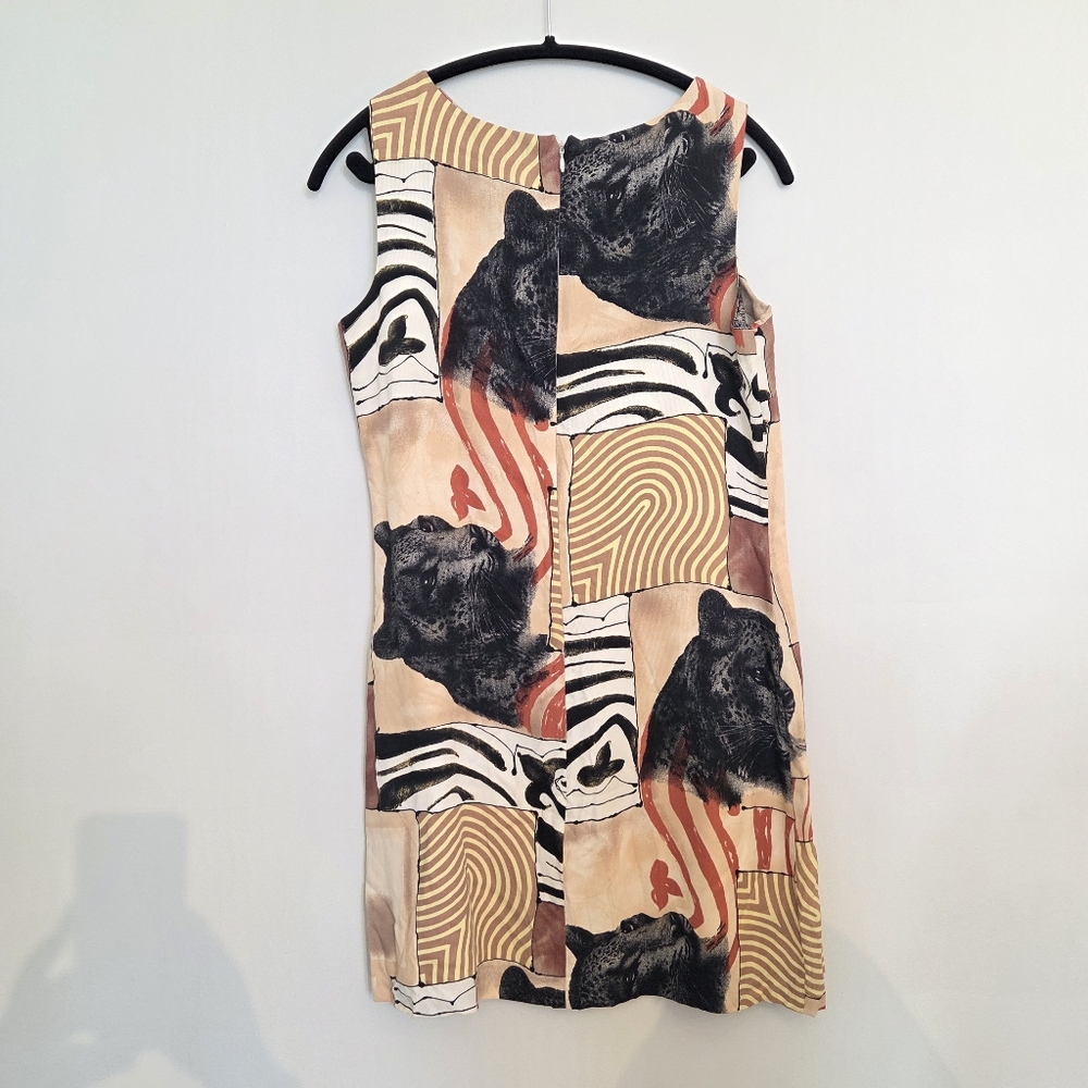 Vintage 90s Mini Dress With Abstract Print And Jaguars Size 12 - Picture 5 of 9